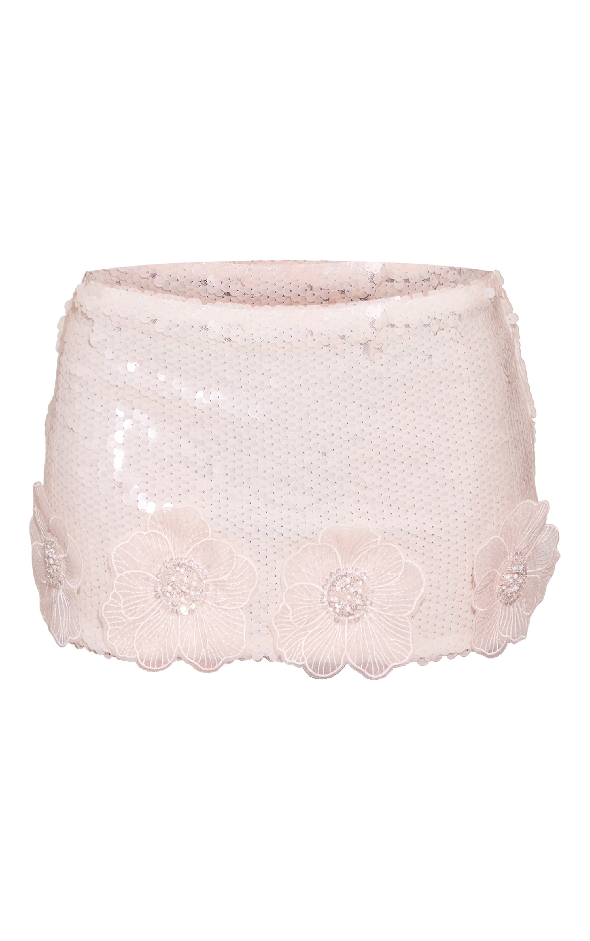 Nude Sequin Flower Embroidery Mini Skirt image 6
