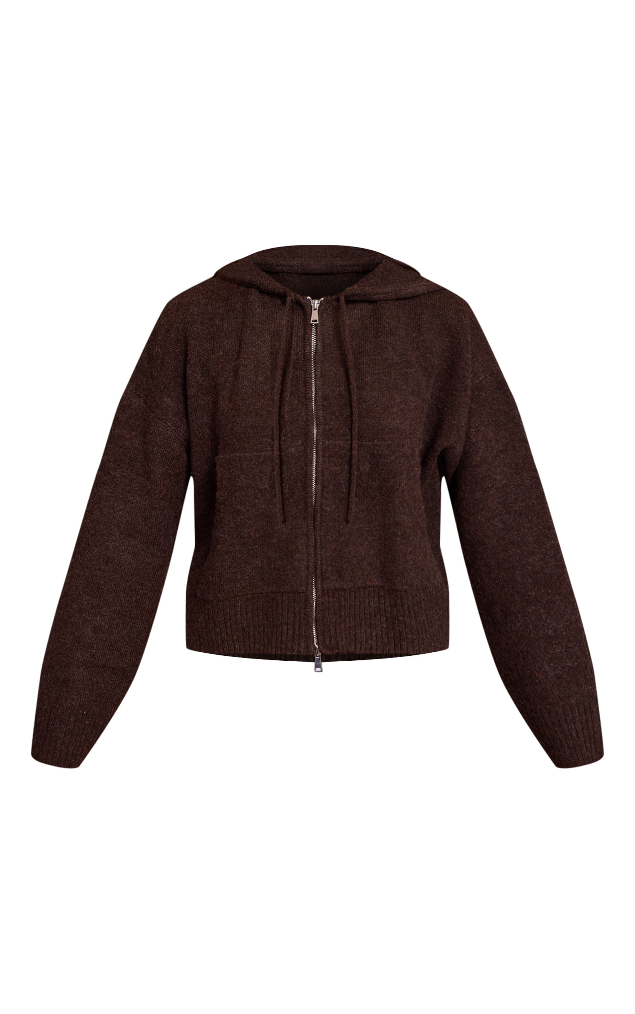 Hoodie en maille tricot chocolat à zip image 5