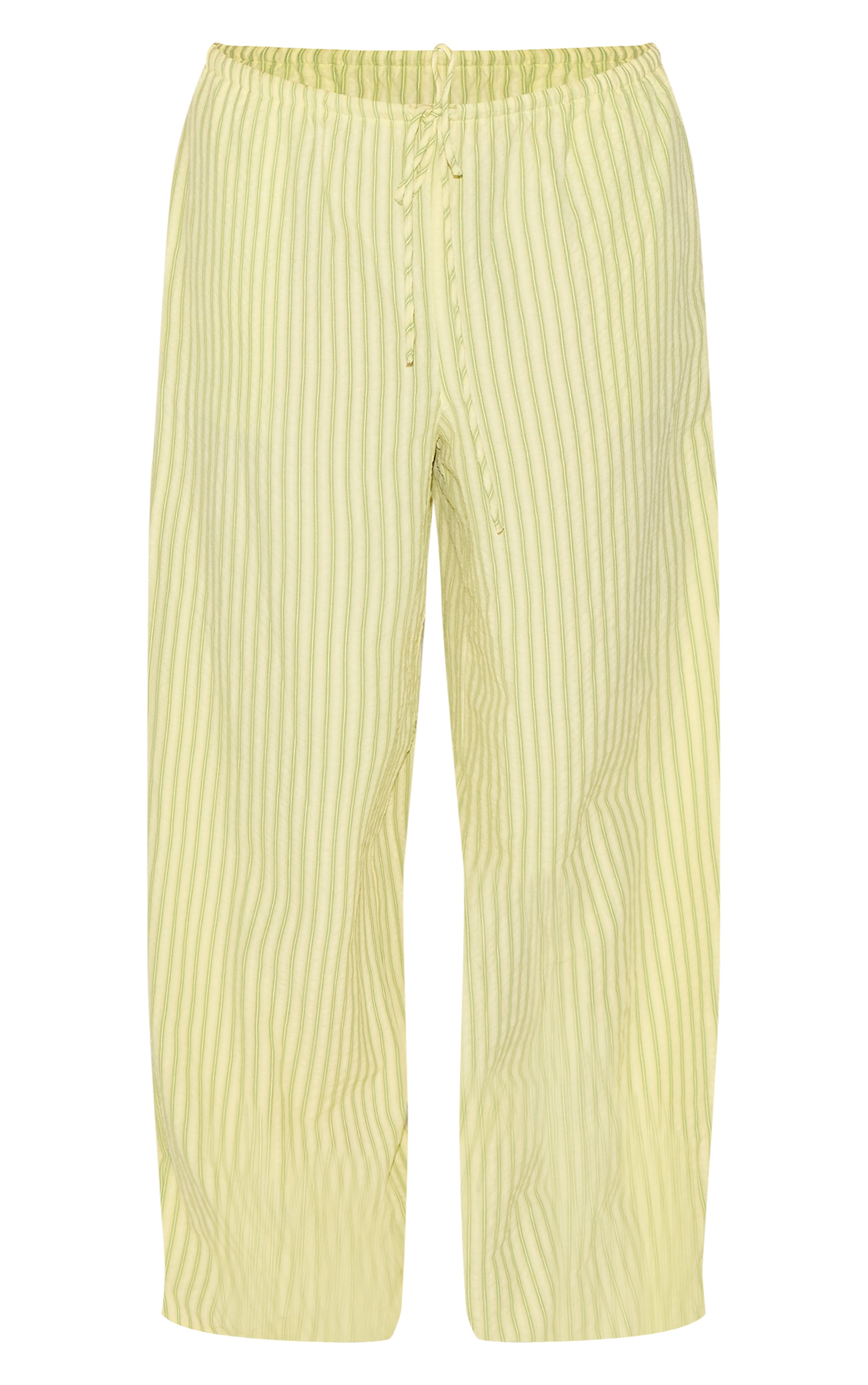 Plus Pantalon droit citron vert noué sur la taille à rayures image 5