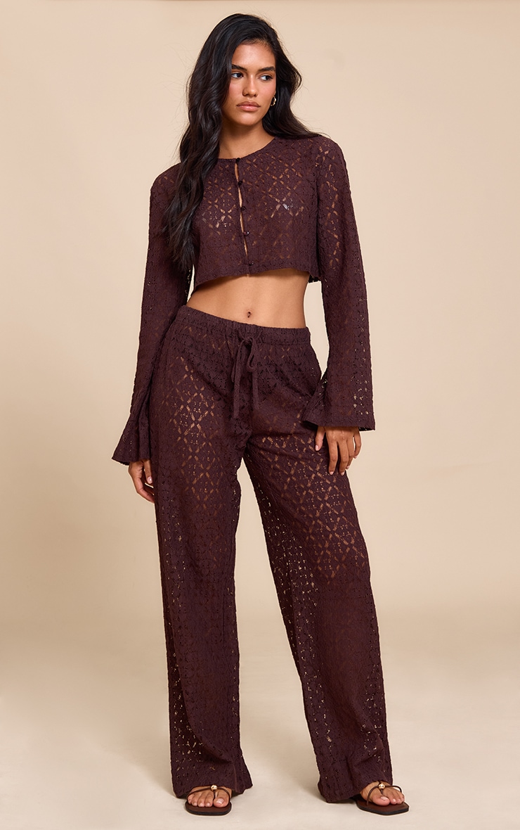 Brown Lace Straight Leg Pant image 2