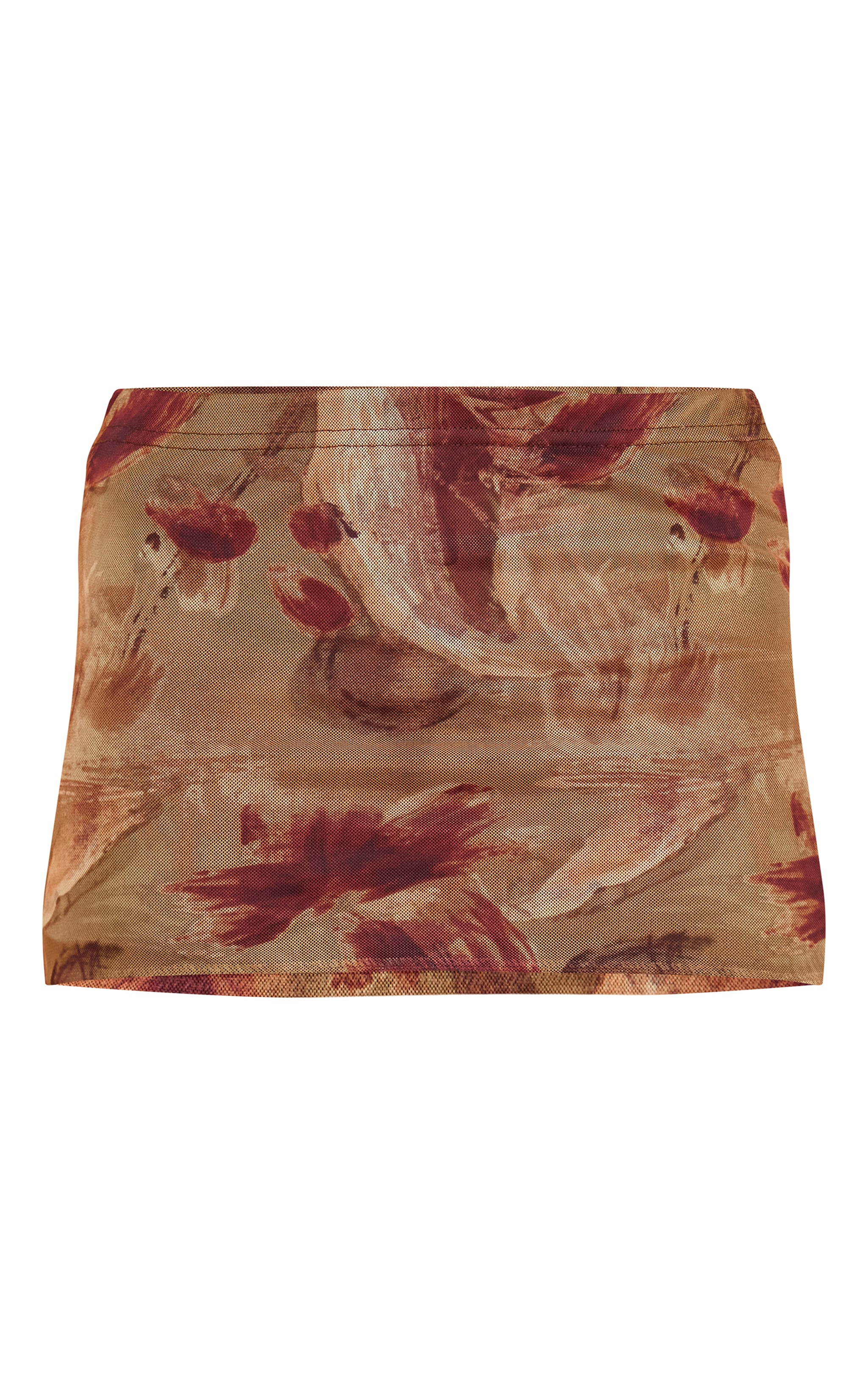 Multi Abstract Printed Lined Mesh Mini Skirt image 6