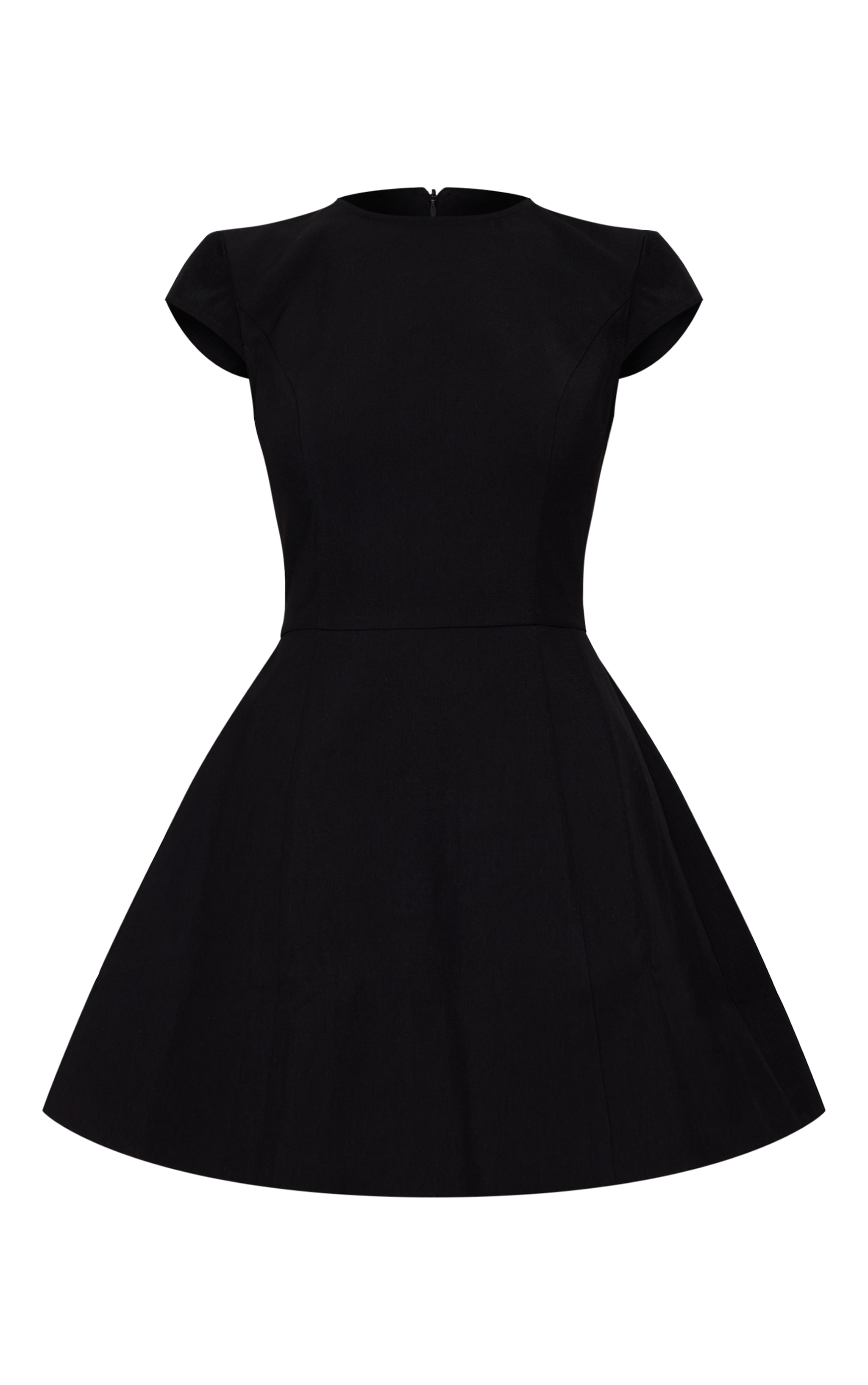 Black Cap Sleeve Mini Curved Shift Dress image 5