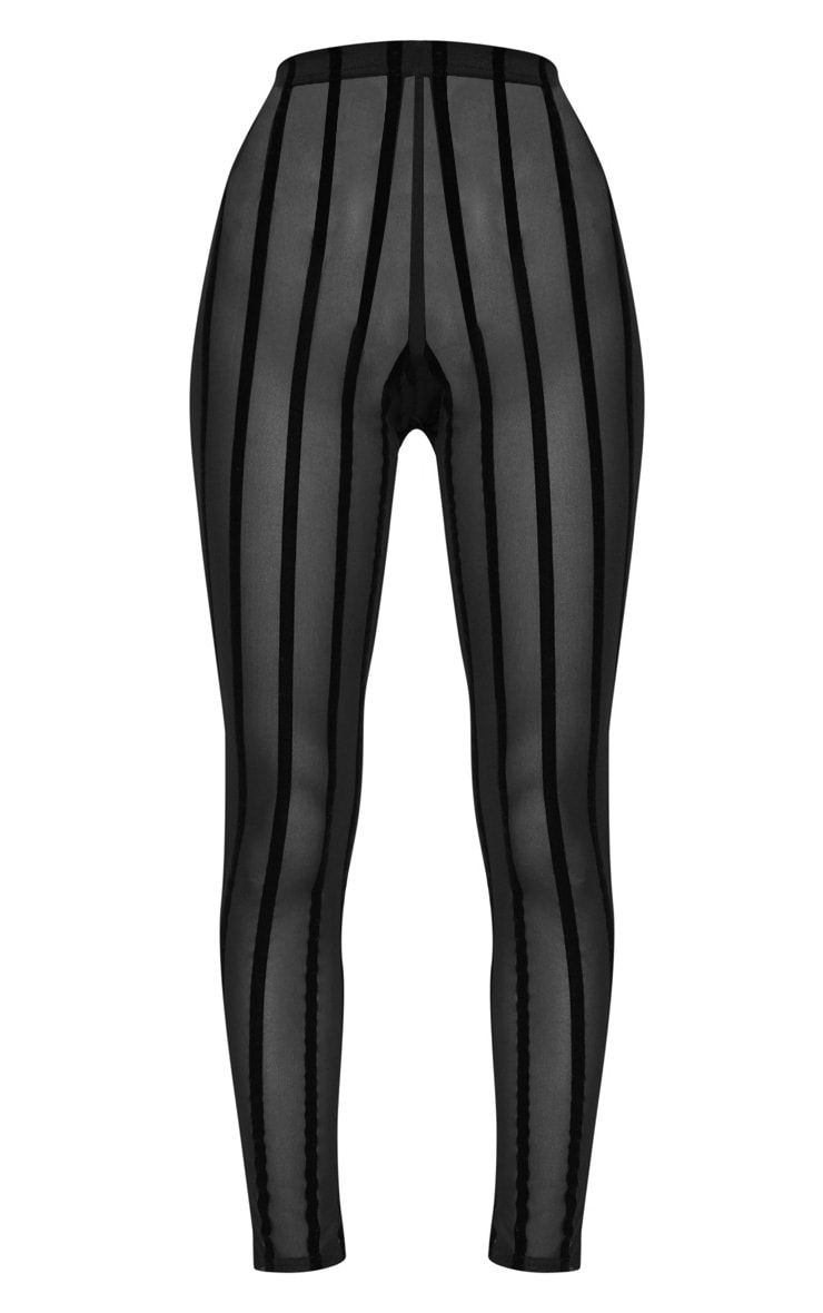 Black Mesh Stripe Legging PrettyLittleThing