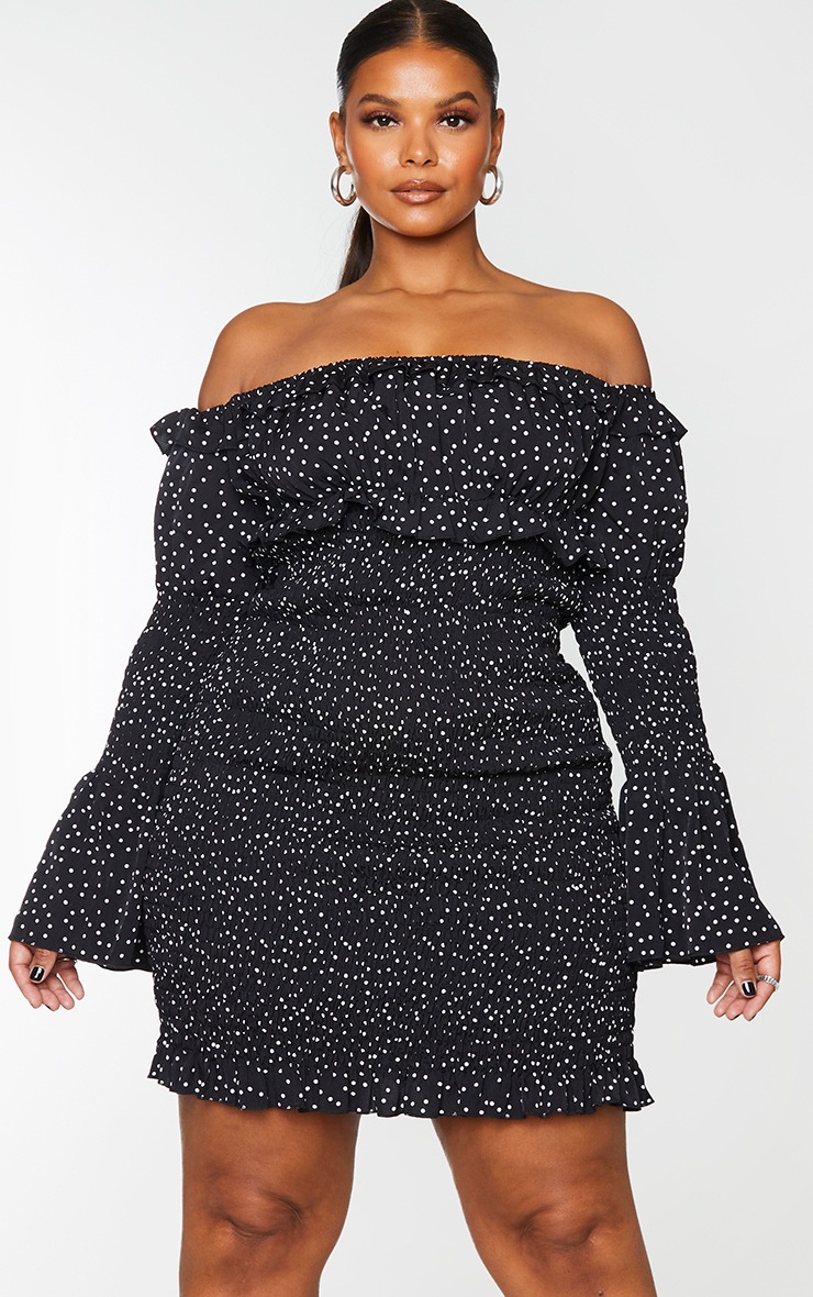 PLT Plus - Robe moulante en mousseline de soie noir profond effet froncé