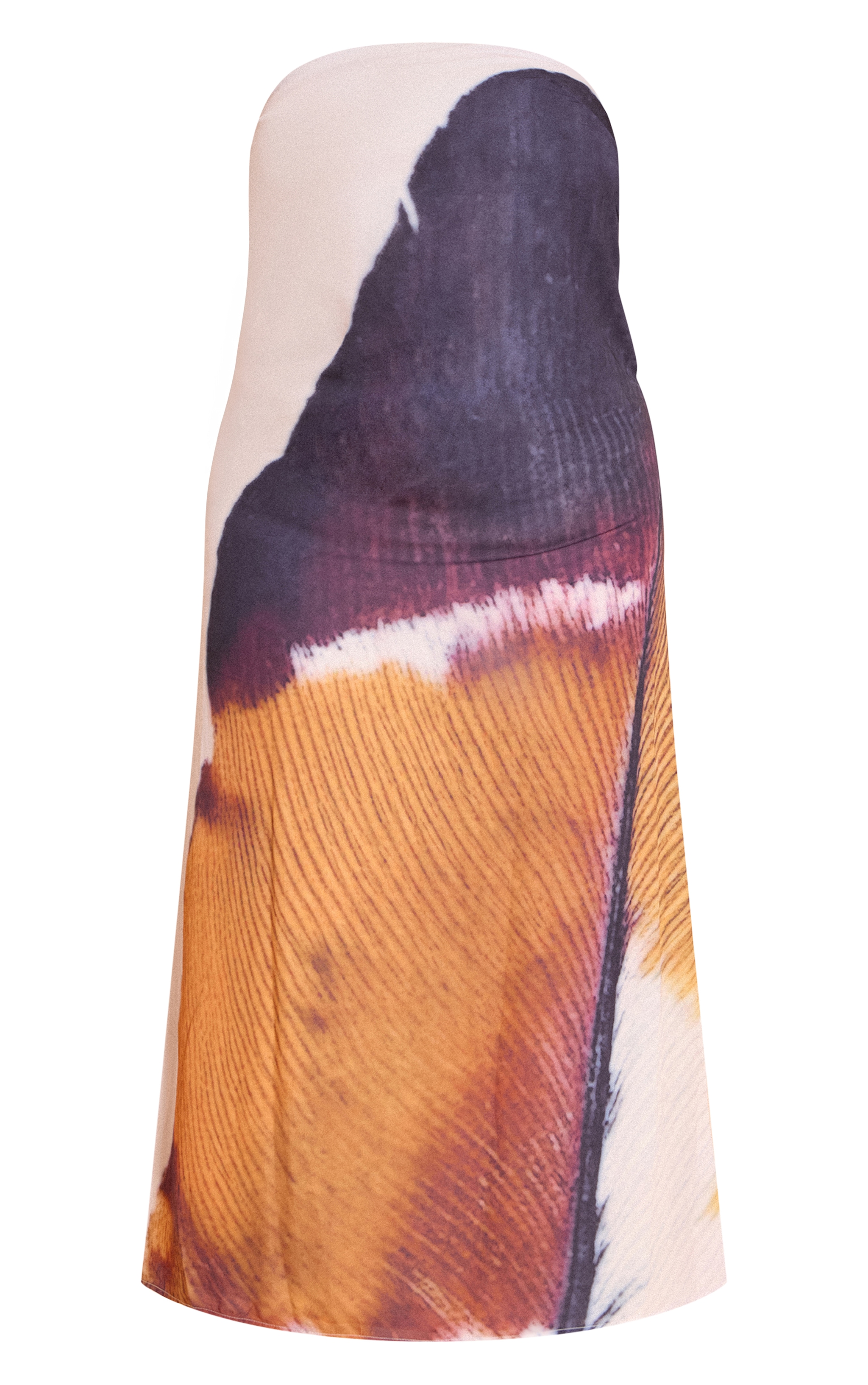 Plus Nude Bandeau Feather Print Column Maxi Dress image 5