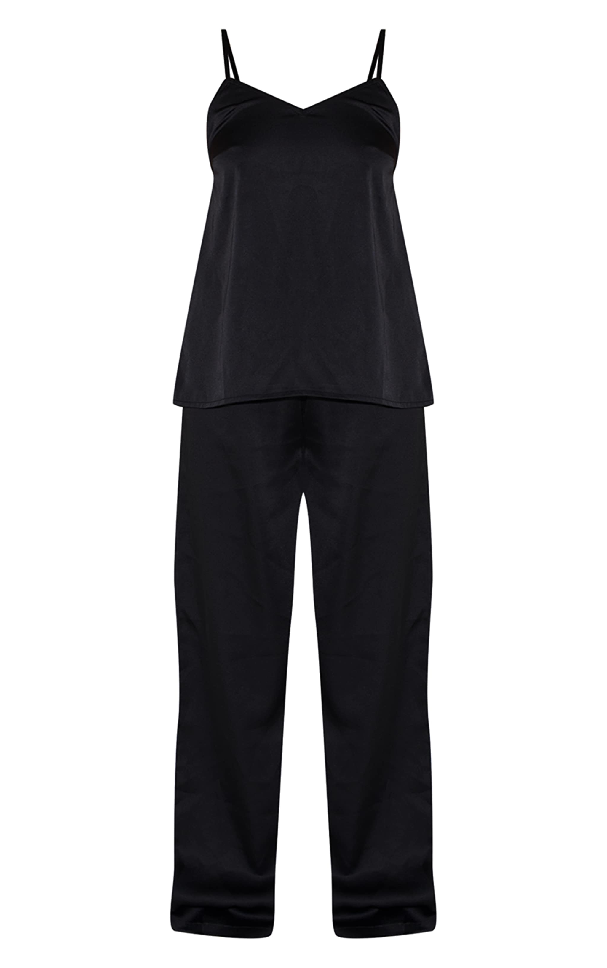 Black Satin Cami And Pant Pj Set image 5