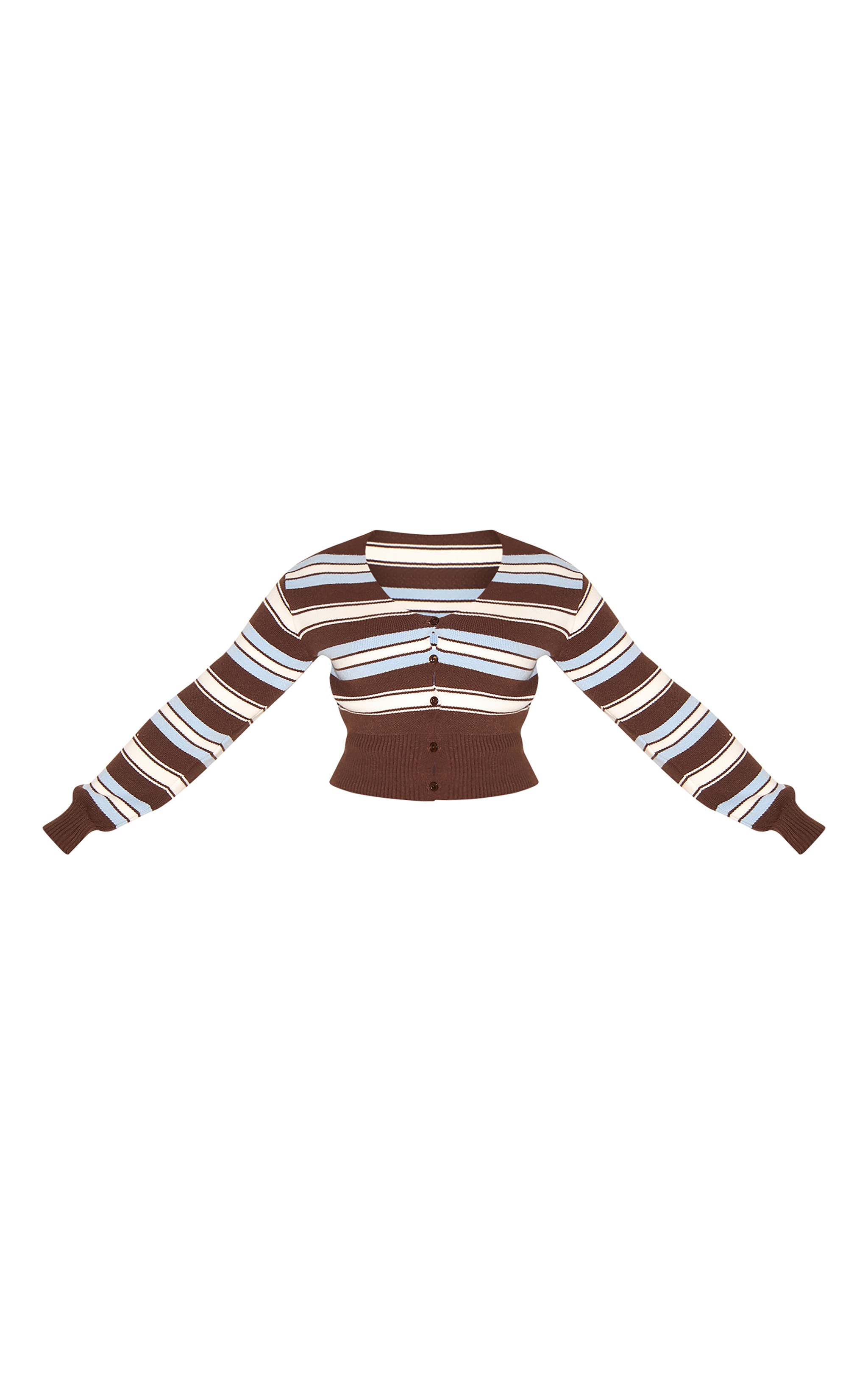 Shape Chocolate Knitted Stripped Button Front Cardigan image 5