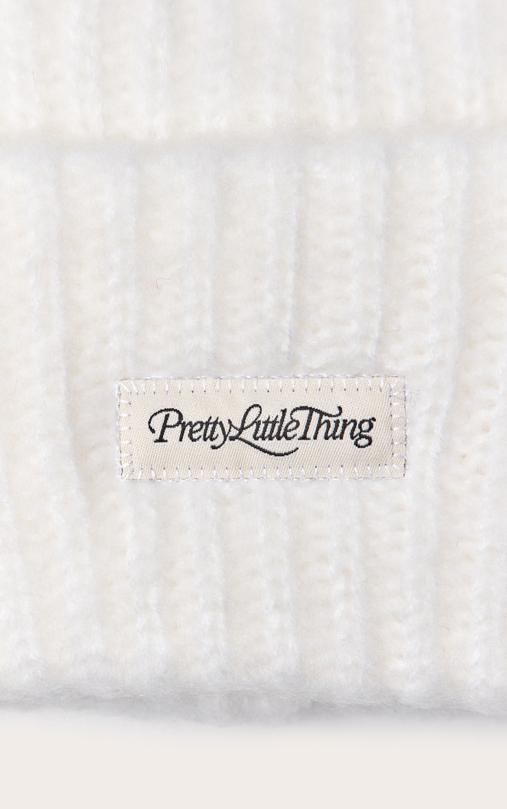 Cream Fluffy Chunky Rib Beanie image 3