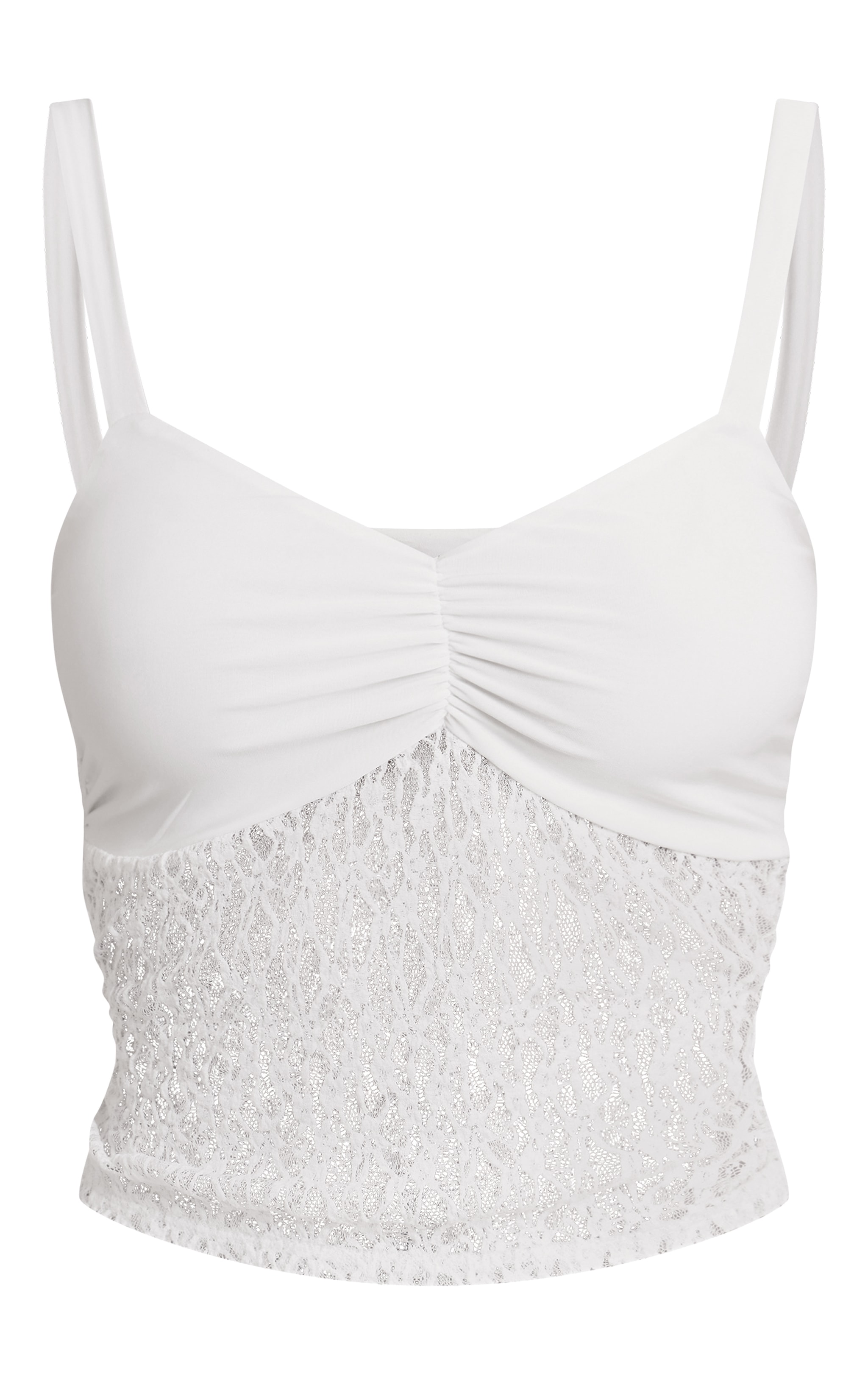 Cream Slinky Lace Contrast Cami Top image 5