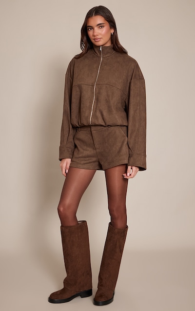 Chocolate Faux Suede Tailored Shorts