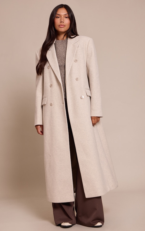 Manteau oversize structuré gris clair à double boutonnière