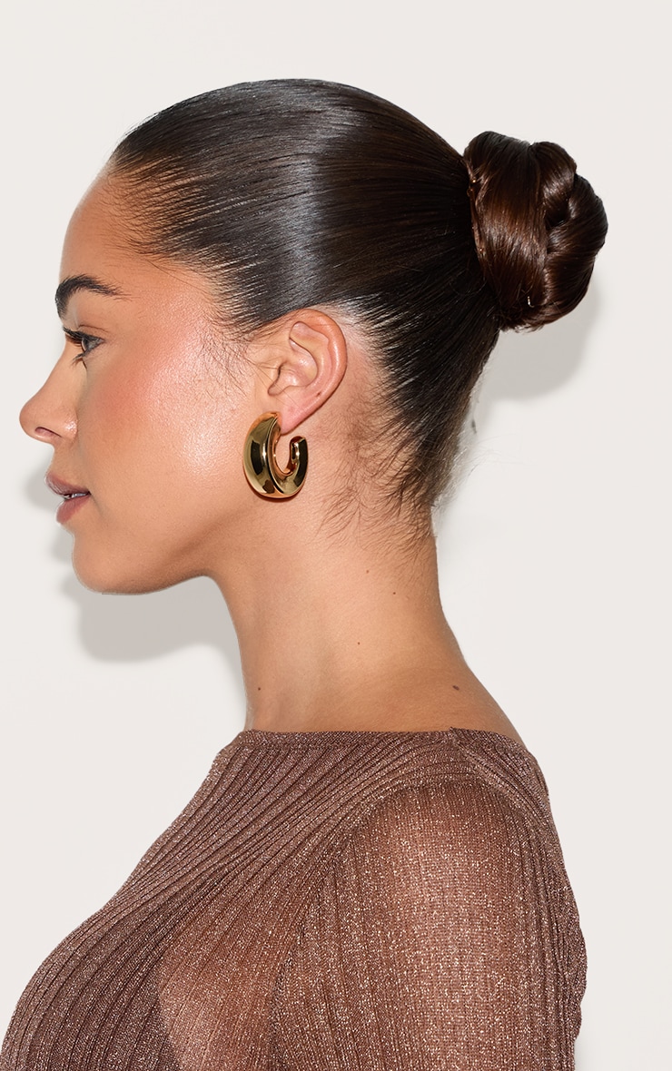 Gold Oversized Chunky Hoop Earrings image 3