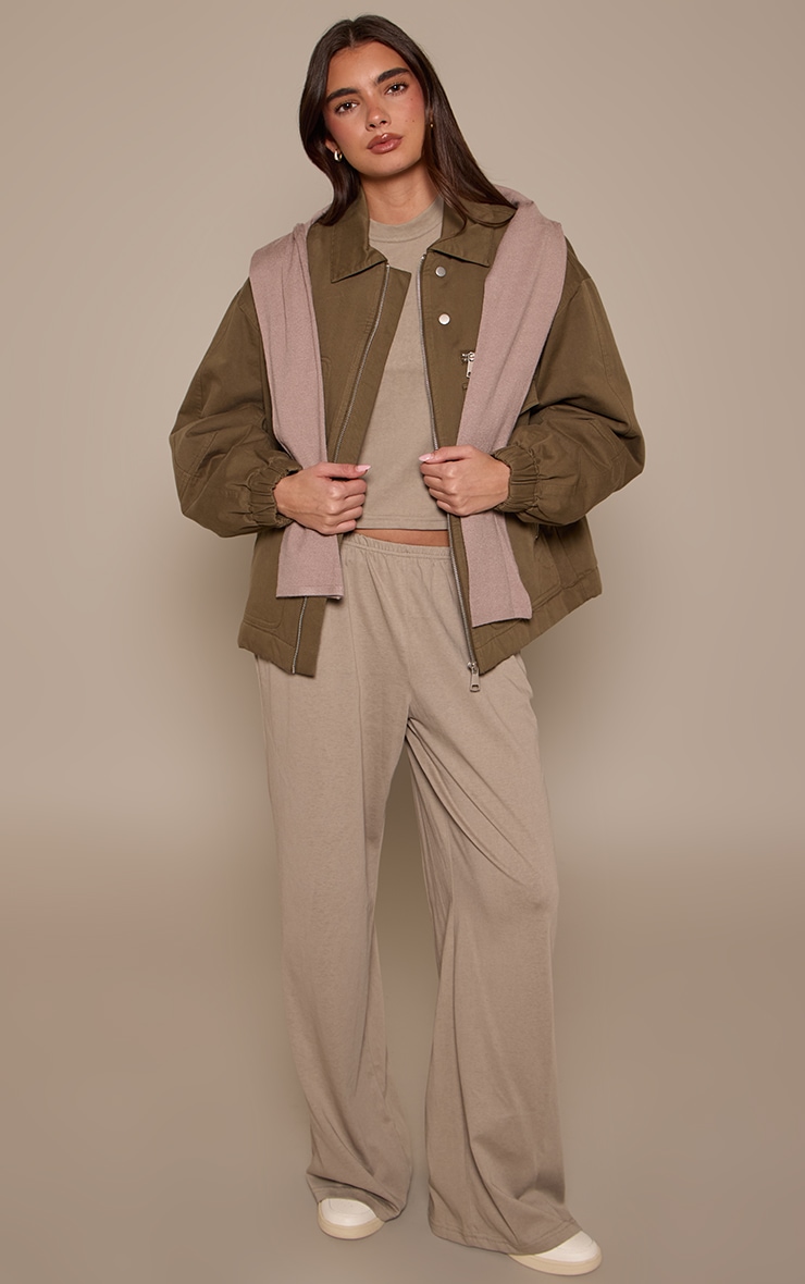 Khaki Twill Oversized Jacket image 3