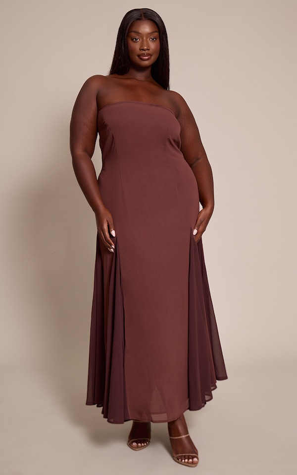 Plus Chocolate Bandeau Godet Midaxi Dress