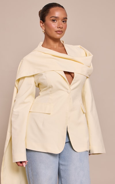 Shape Butter Cream Scarf Detail Cinched Blazer