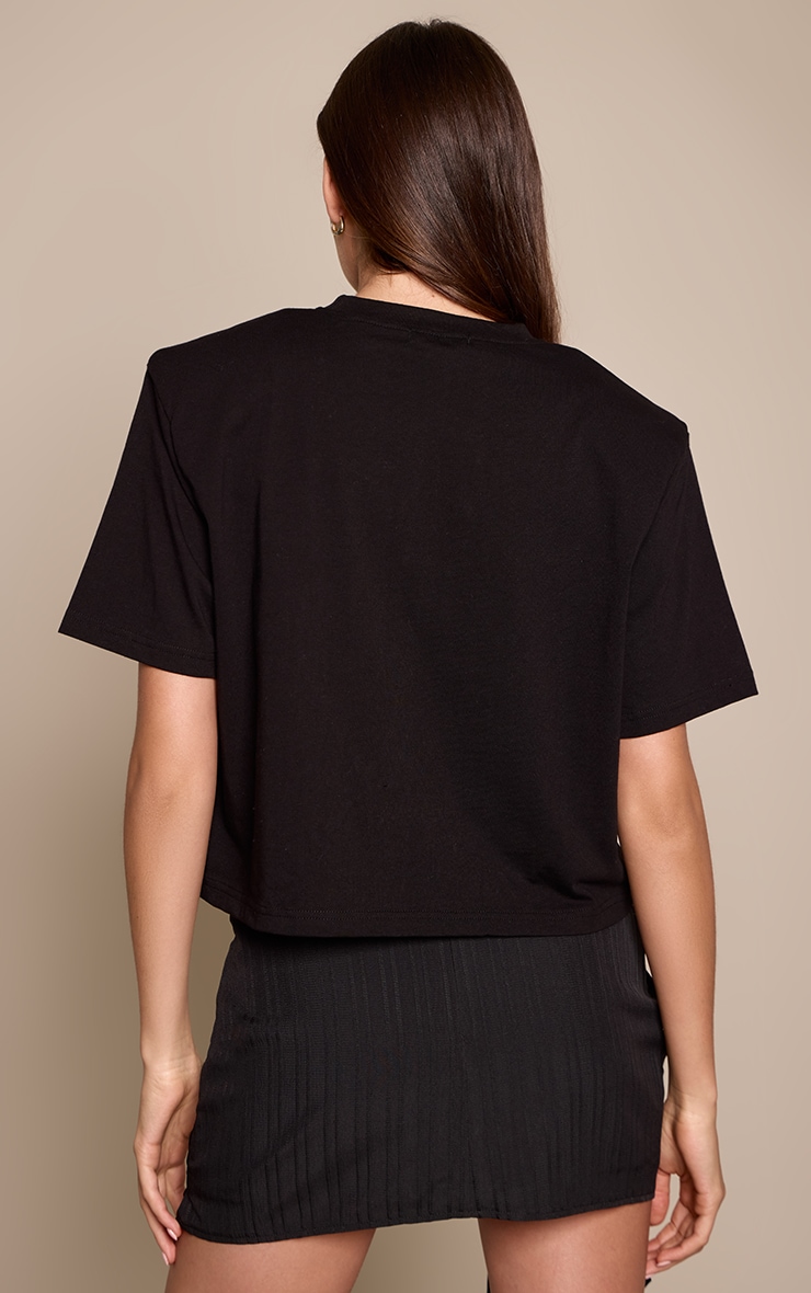 Black Textured Woven Wrap Tie Skort  image 3