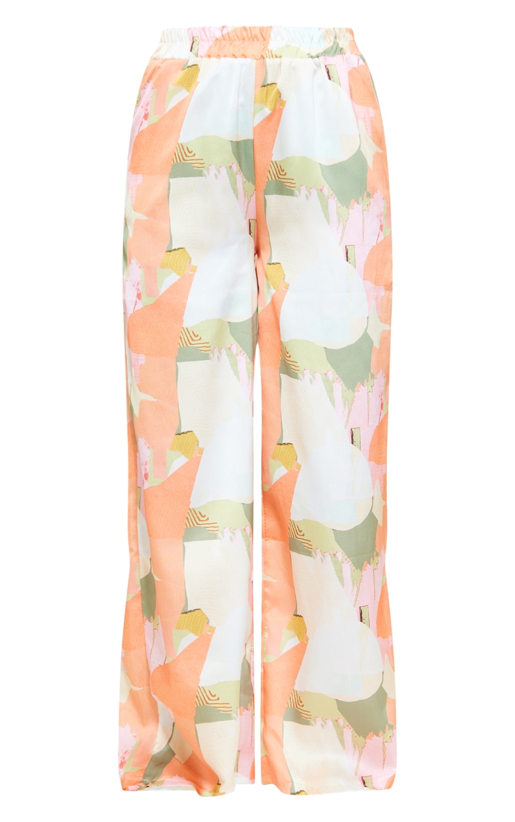 Orange Print Satin Oversized Wide Leg Trousers image 5
