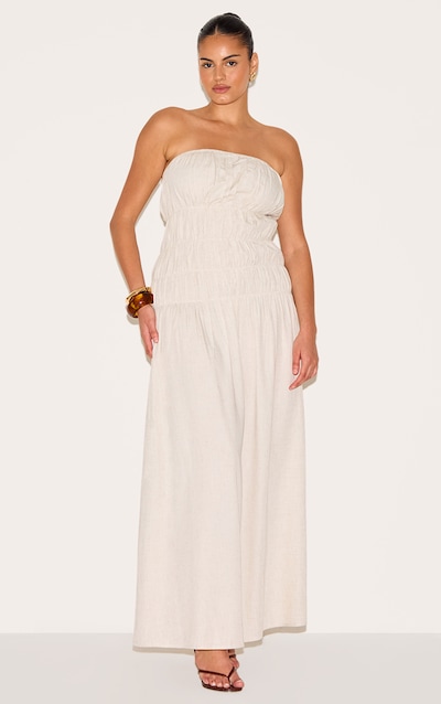 Plus Robe bustier longue non colorée à partie froncée