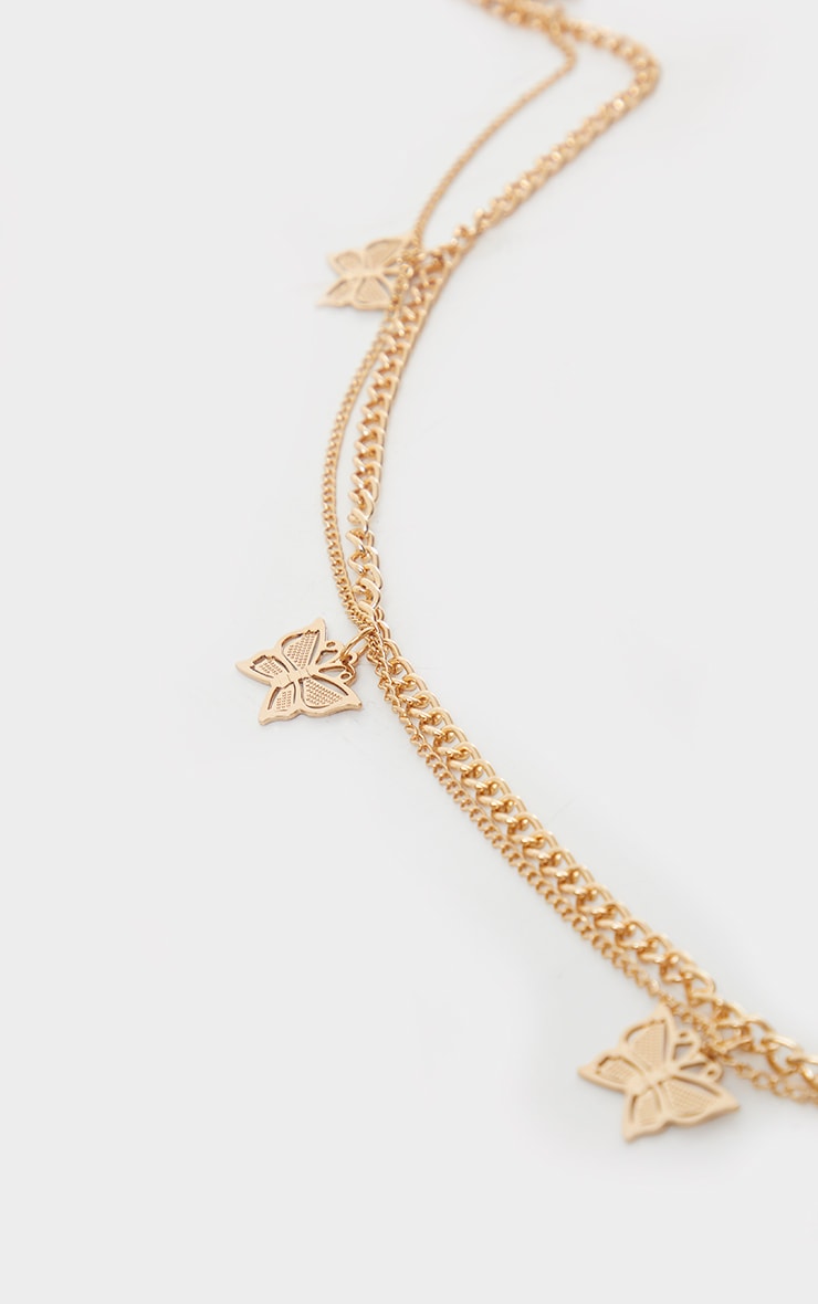 Gold Butterfly Layering Chain Belt PrettyLittleThing