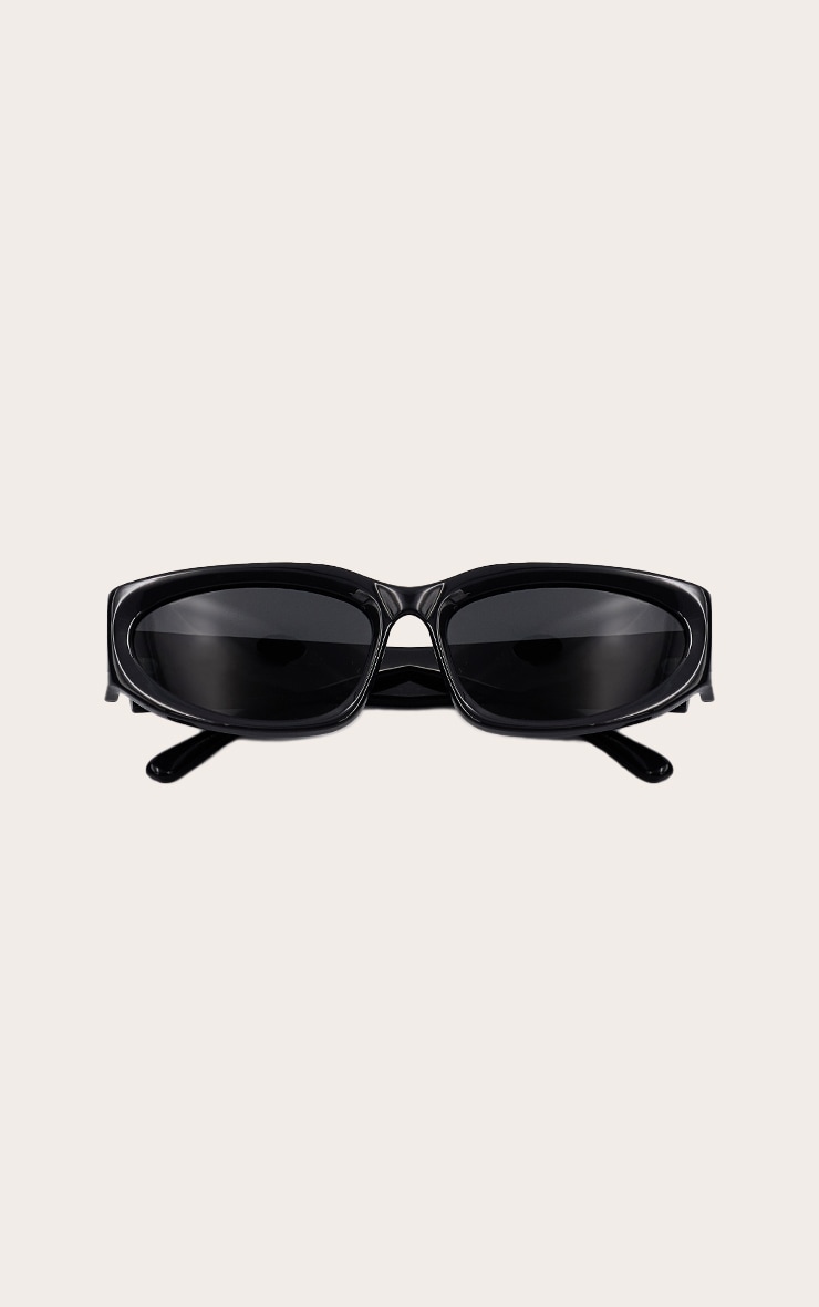 Black Chunky Angled Sunglasses image 2