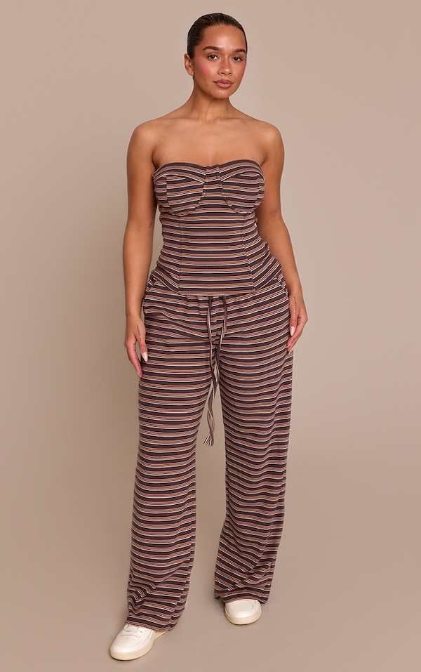 Shape Chocolate Striped Wide Leg Joggers