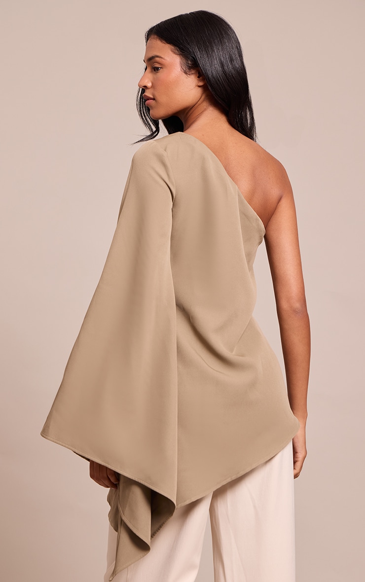 Tall Khaki Woven Asymmetric Flare Sleeve Long Top image 2