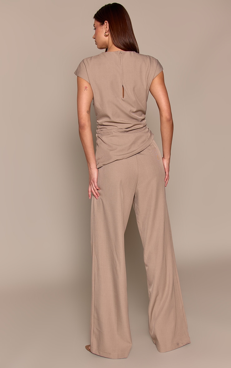 Grey High Neck Ruched Side Jumpsuit image 2