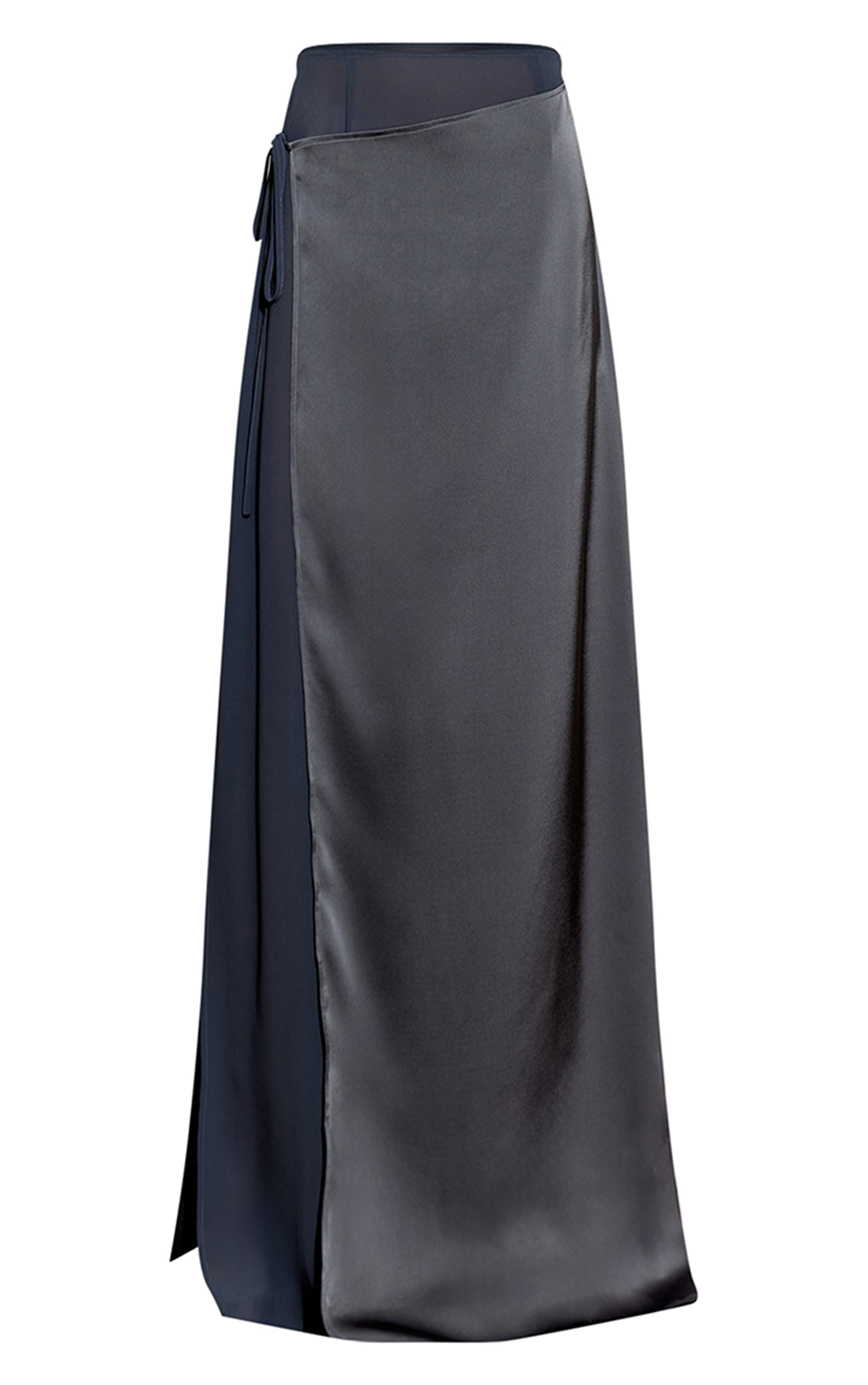 Charcoal Satin Wrap Detail Chiffon Maxi Skirt image 5