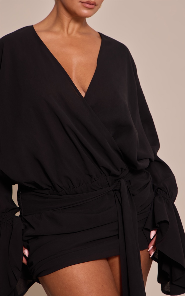shape black Chiffon Exaggerated Sleeves mini dress image 4