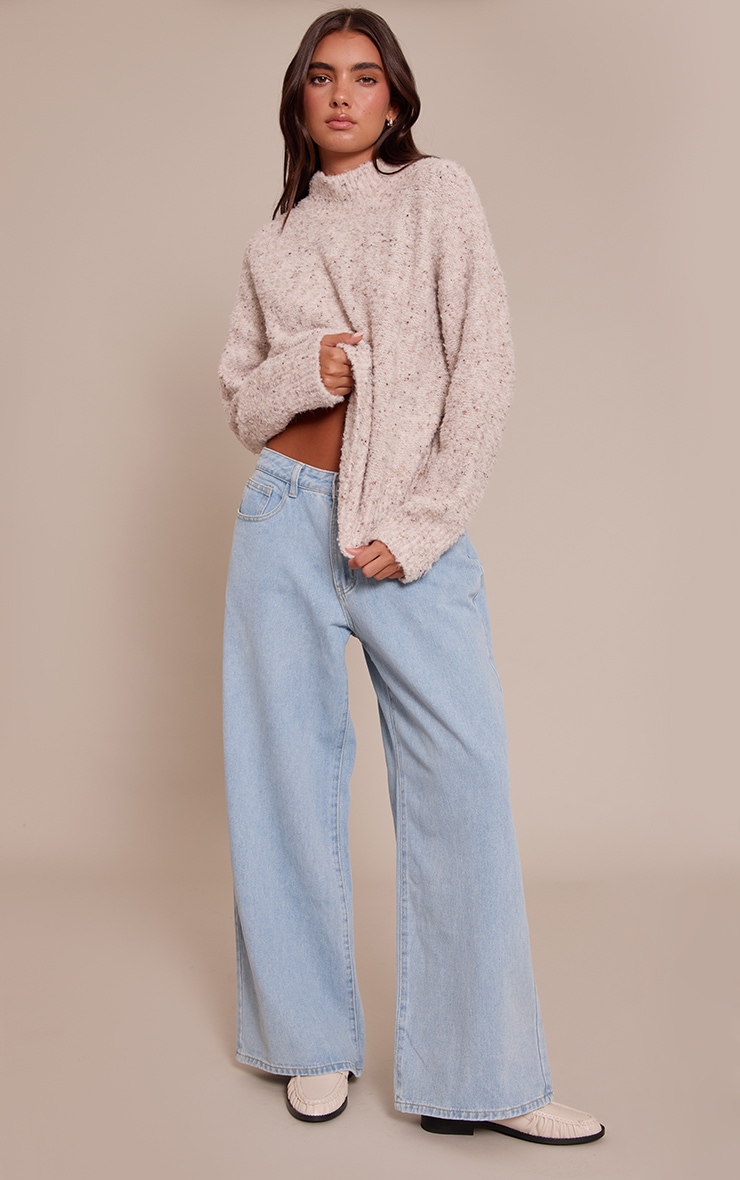 Pull oversize beige chiné image 3