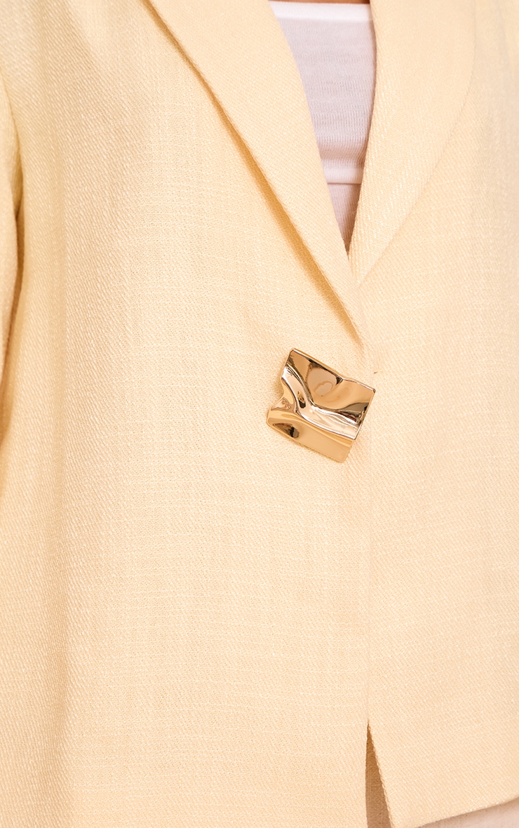 Petite Blazer texturé crème au beurre à empiècement image 4