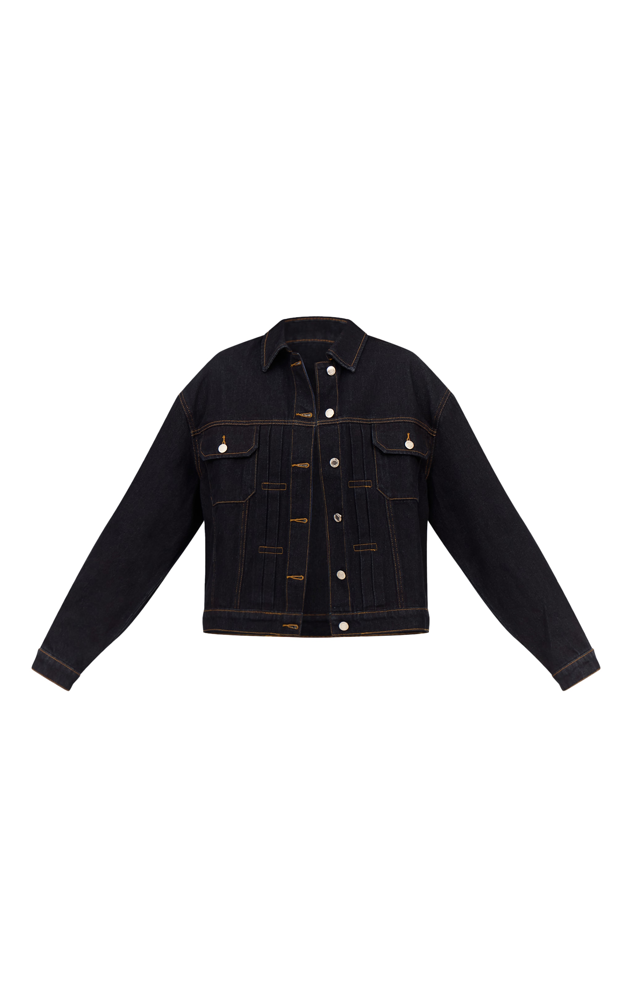 Veste en jean indigo foncé déavé à épaules carrées et plissures image 5