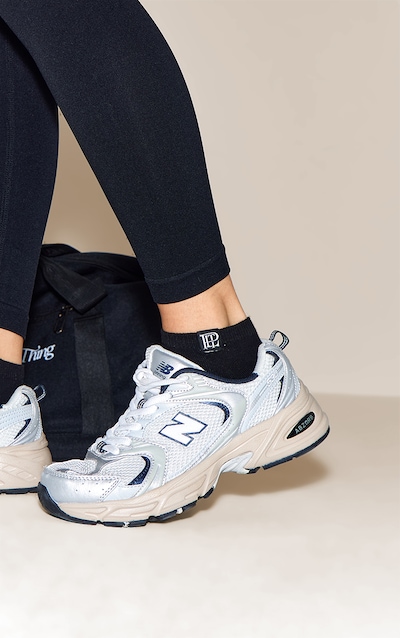 PRETTYLITTLETHING Black Branded Tab Sneaker Socks