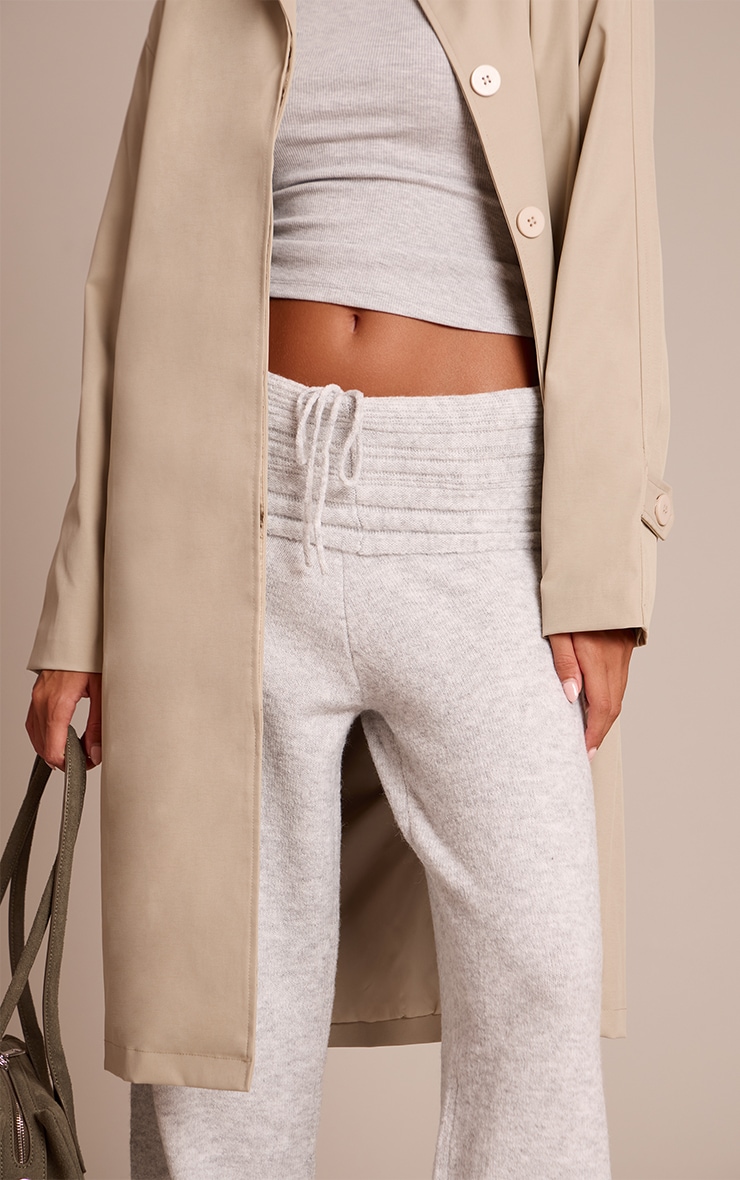 Light Grey Rib Soft Knit Fold over Pant image 4