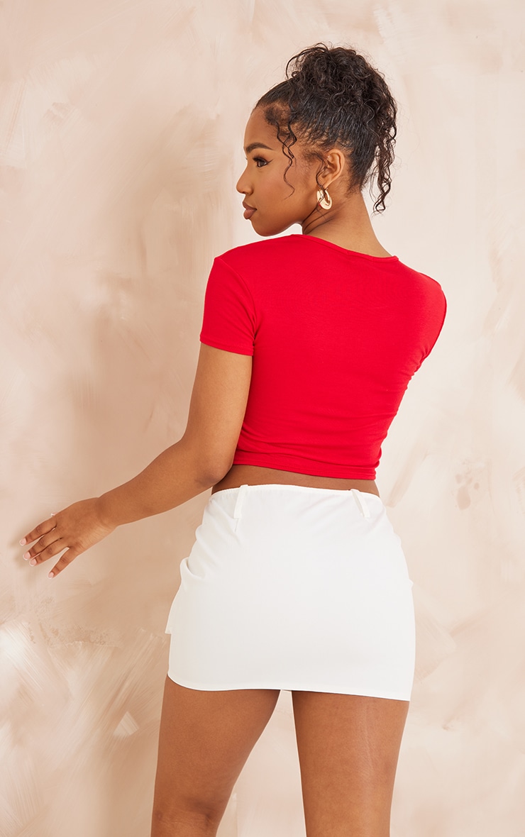 Red Iconically Hot Print Fitted Crop Shirt image 2