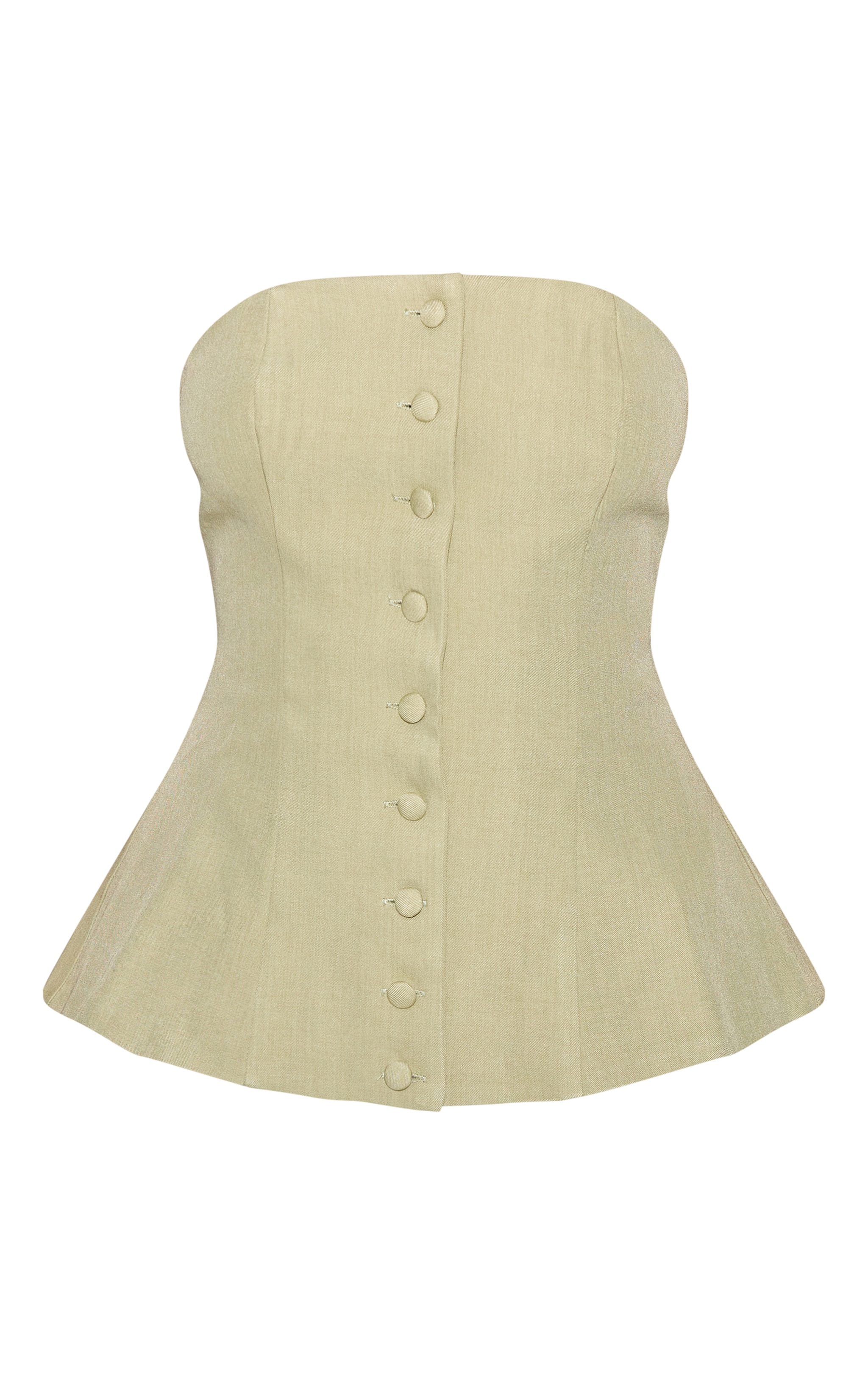 Sage Green Woven Structured Bandeau Waistcoat image 5