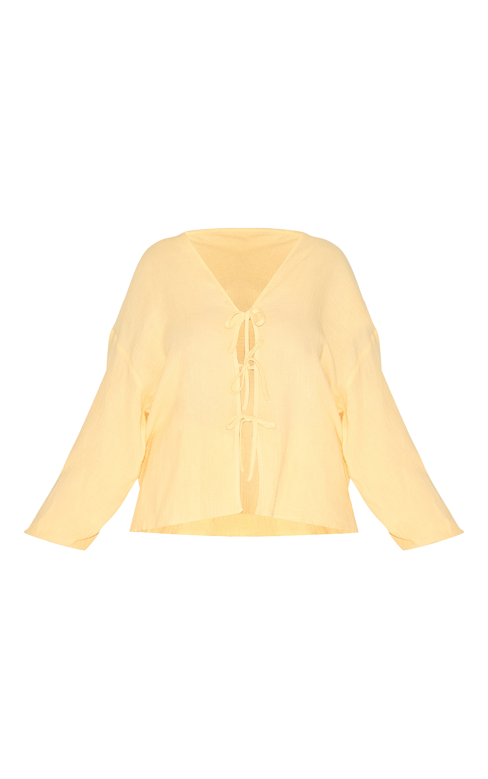 Plus Lemon Textured Cheesecloth Tie Front Shirt image 5