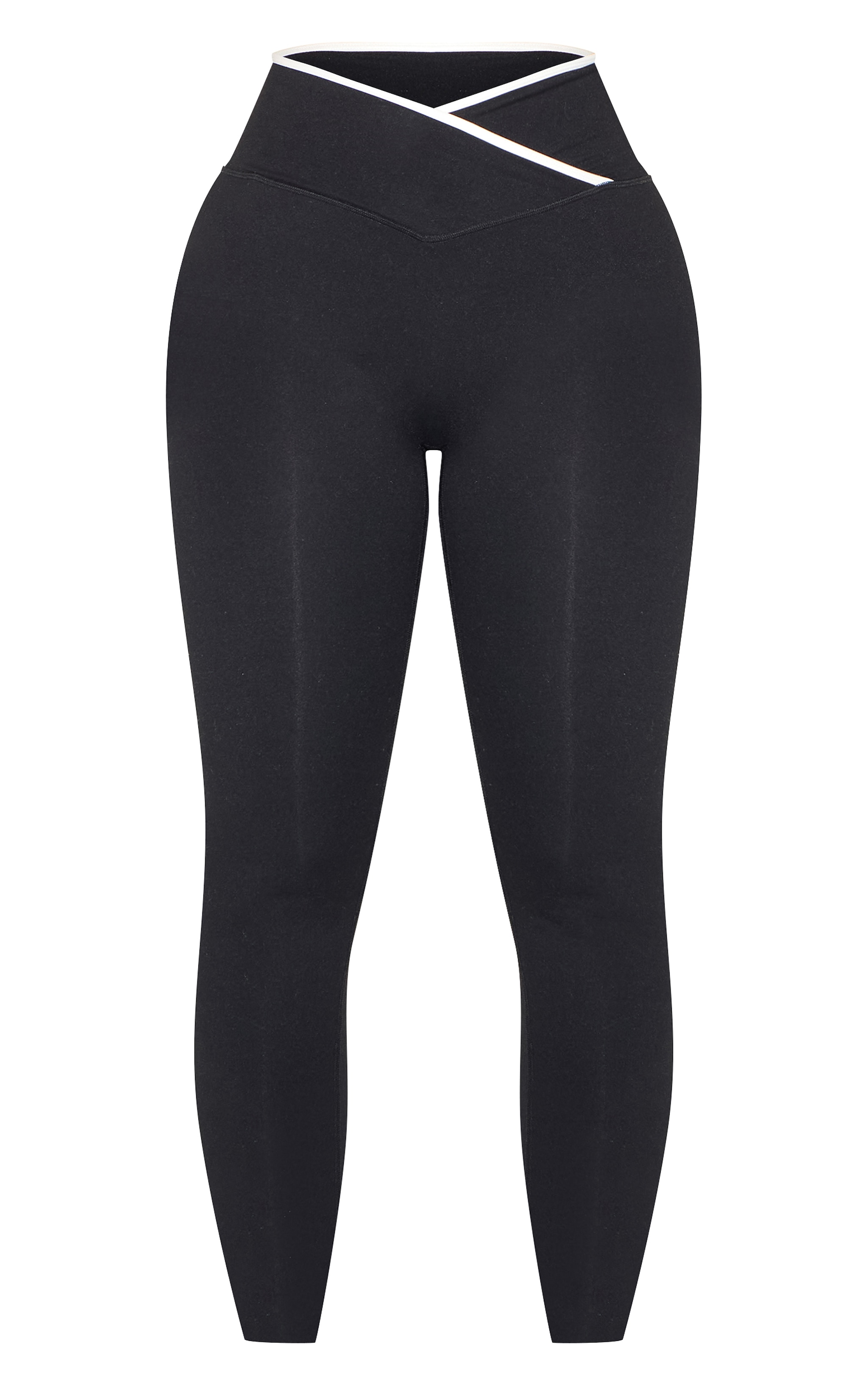 Shape Black Active Contrast Binding Wrap Waistband Leggings image 5