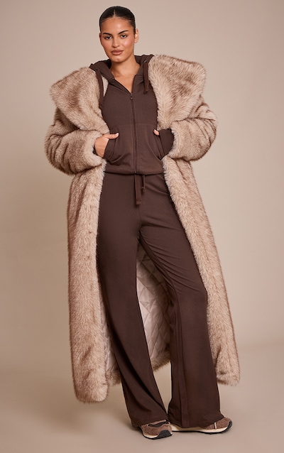 Plus Pantalon skinny flare chocolat à taille basse