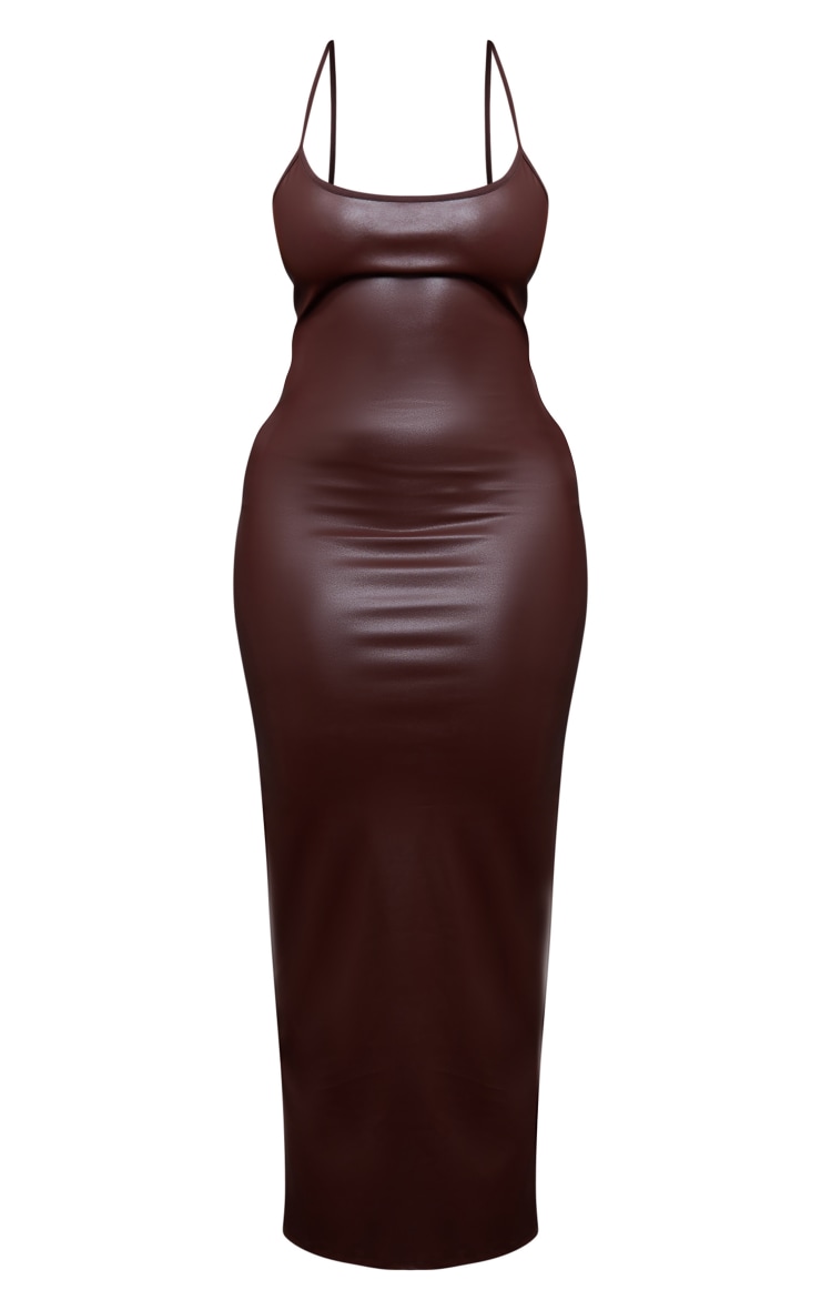 Shape Chocolate Brown PU Strappy Midaxi Dress image 5
