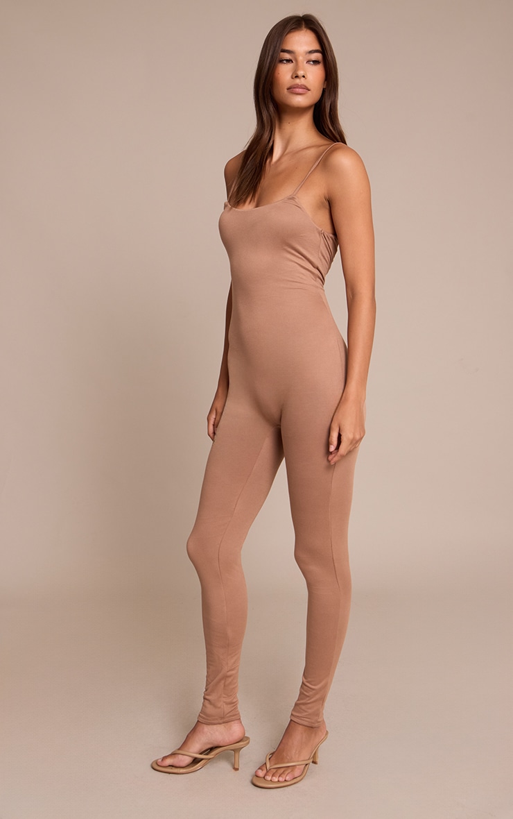 Mocha Spaghetti Strap Contour Jersey Jumpsuit image 3