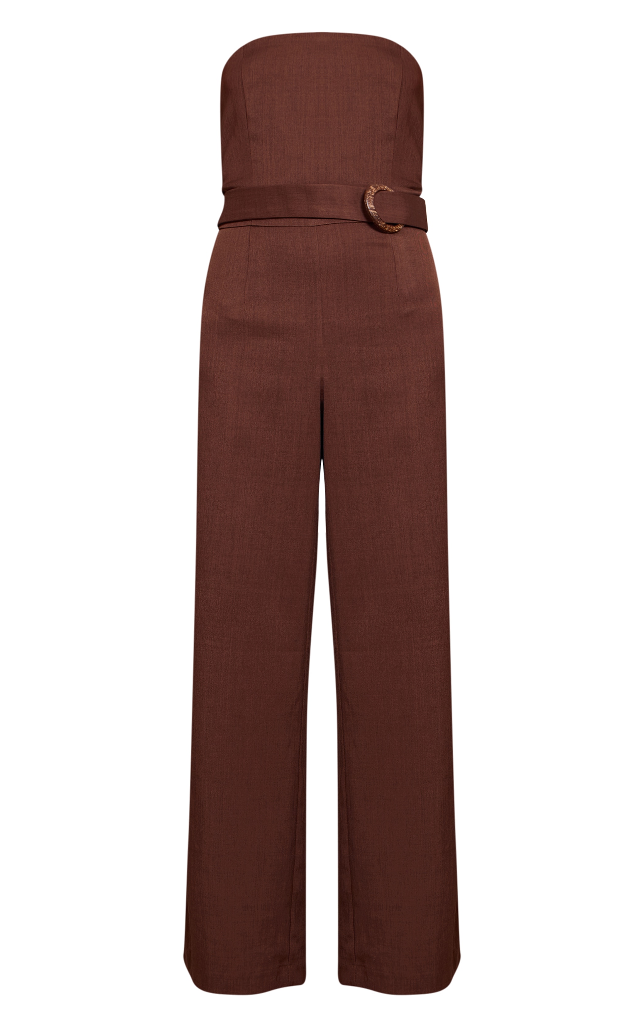 Combinaison bustier droite tissée chocolat à ceinture image 5