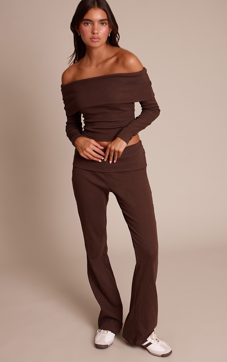 Top Bardot à encolure rabattue Marron chocolat image 3