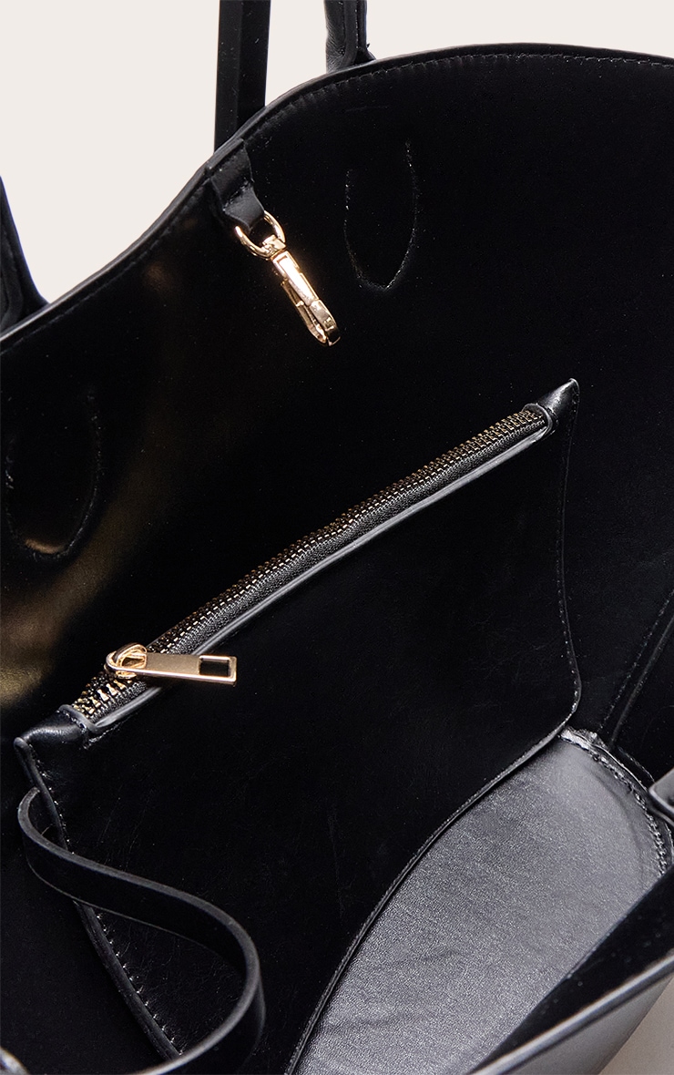 Black Pu Bucket Tote Bag image 4