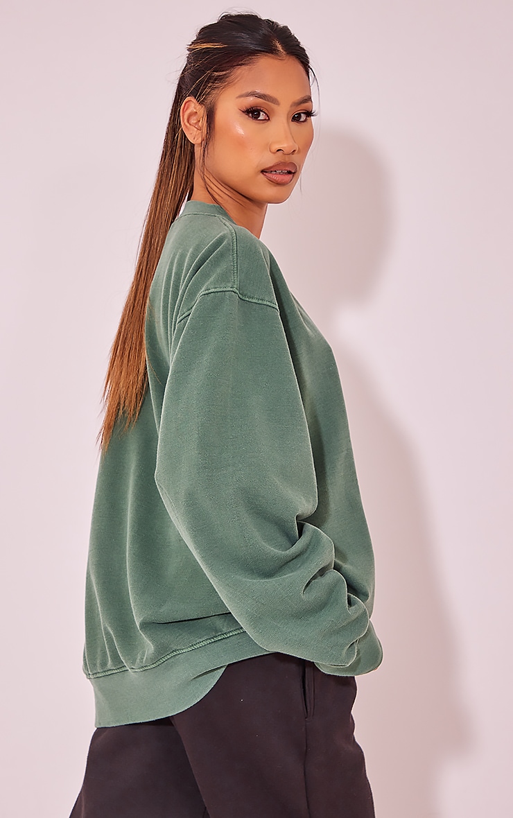 PRETTYLITTLETHING Sea Green Studio Washed Sweatshirt image 2