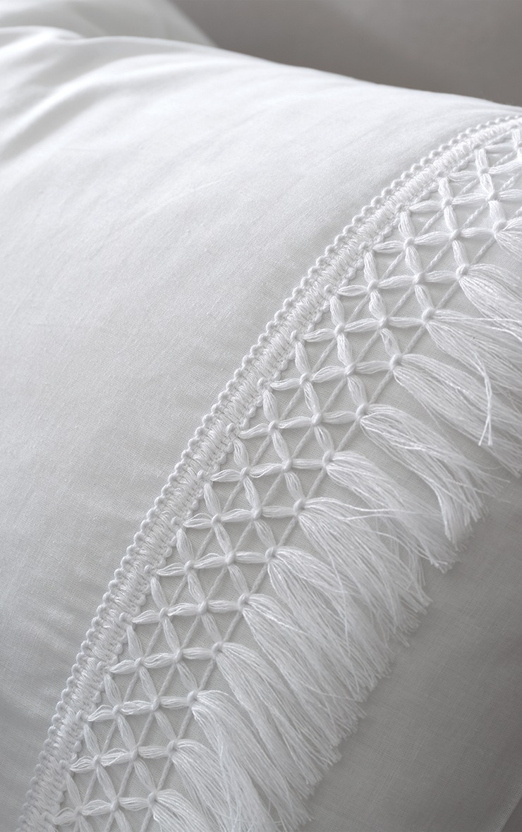 Pineapple Elephant Parure de lit simple en coton d'izmir à franges blanc image 2
