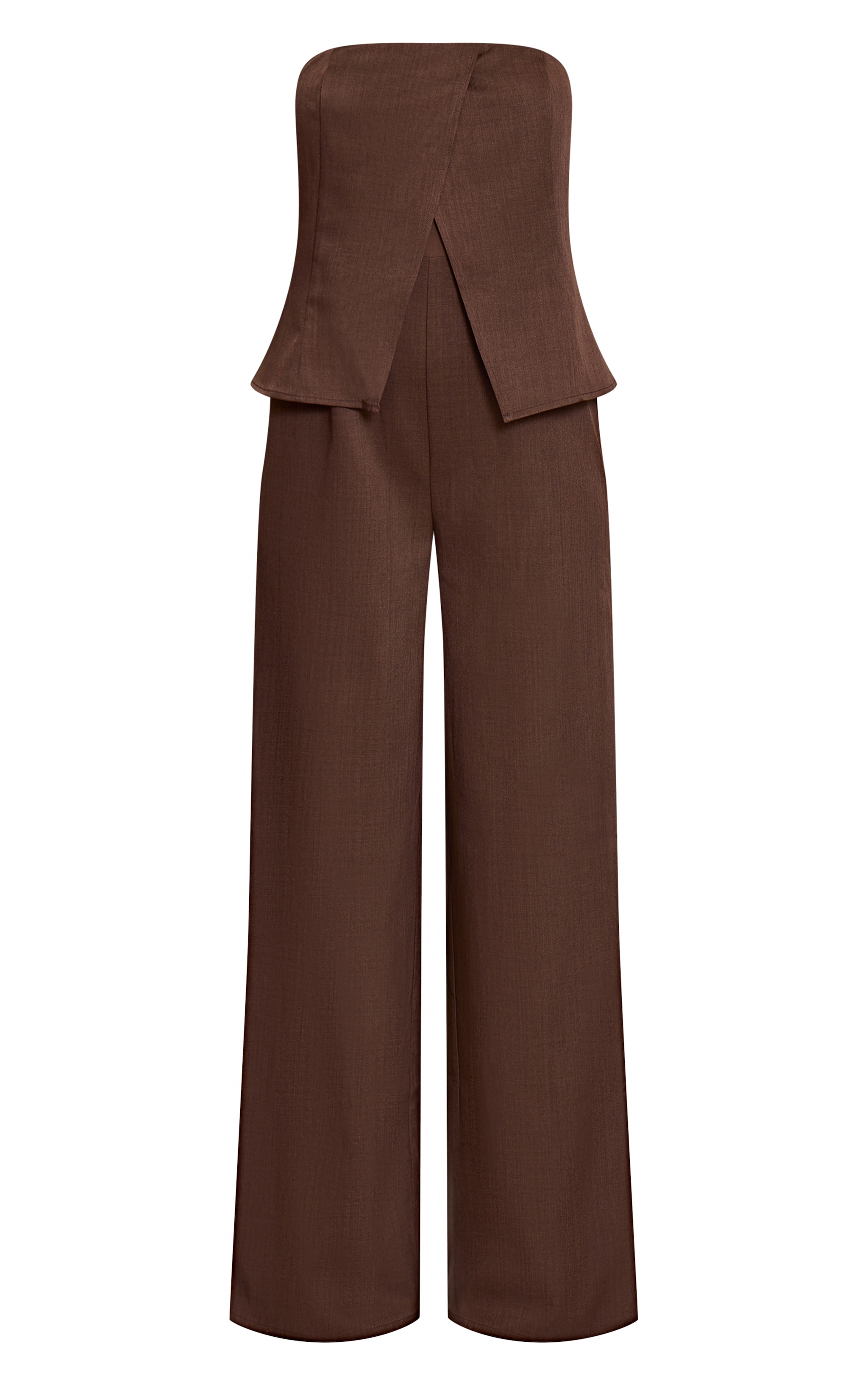 Chocolate Woven Bandeau Longline Tailored Jumpsuit image 5