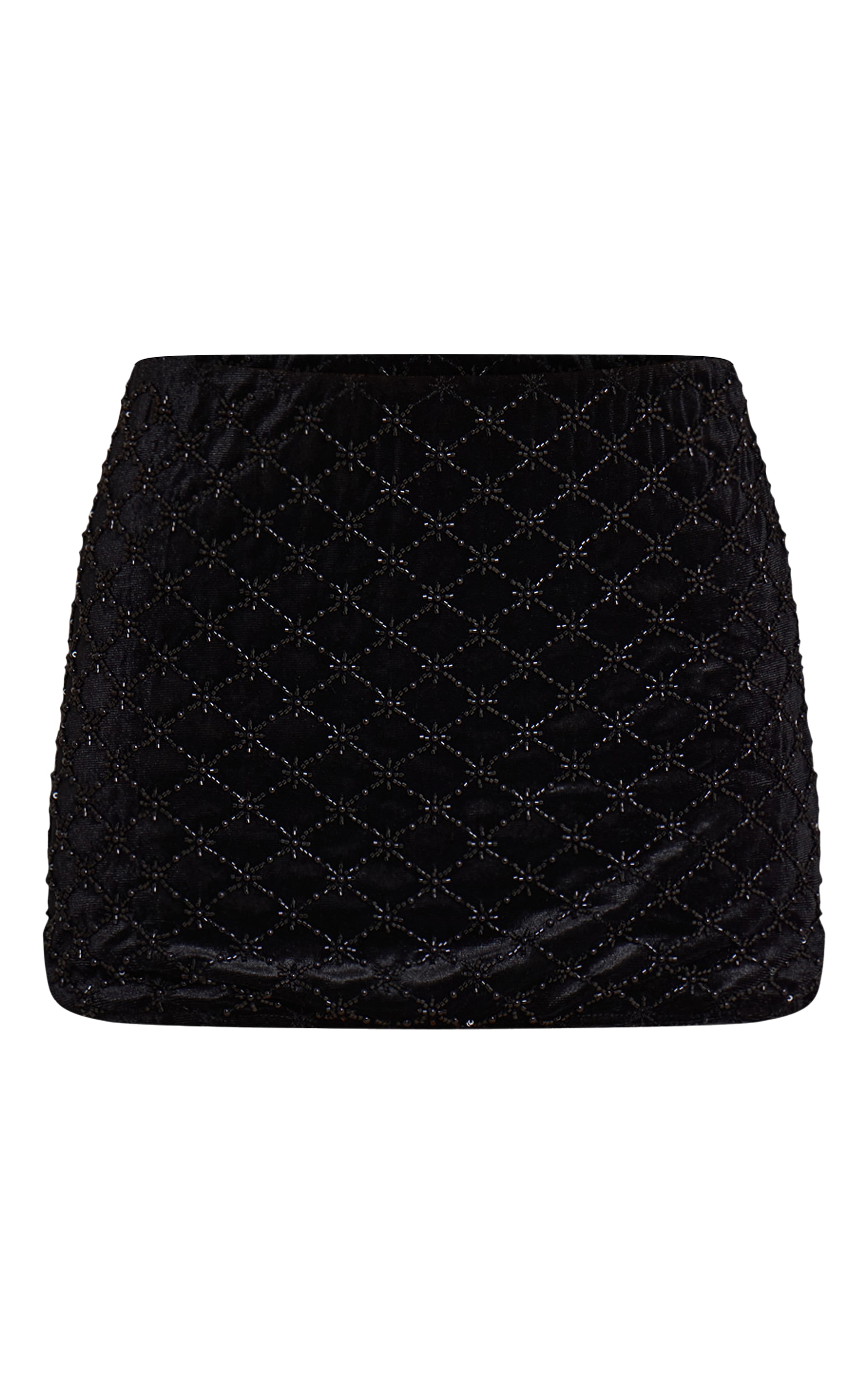 Black Velvet Embroidered Mini Skirt image 6