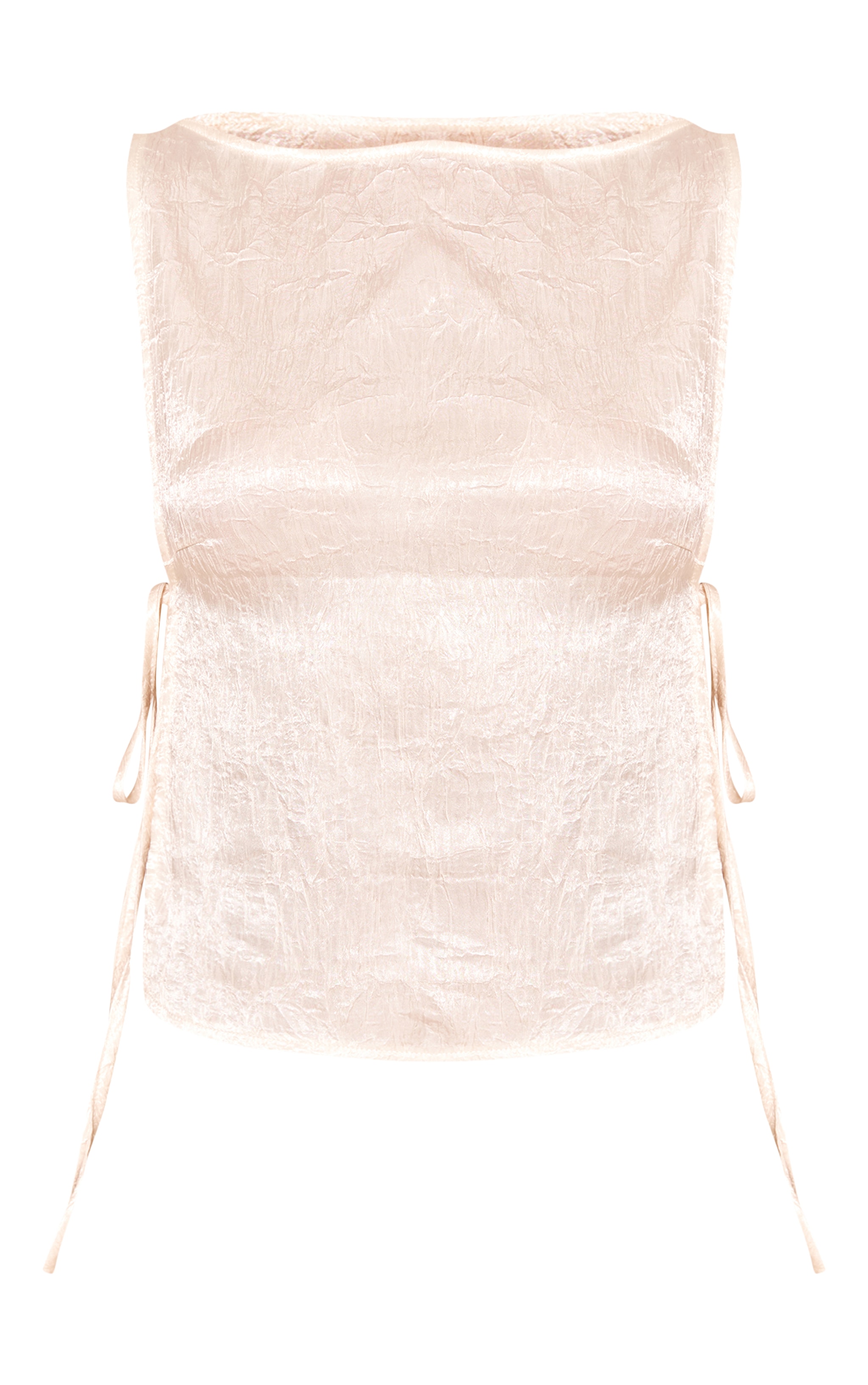 Cream Textured Tie Side Long Top image 5