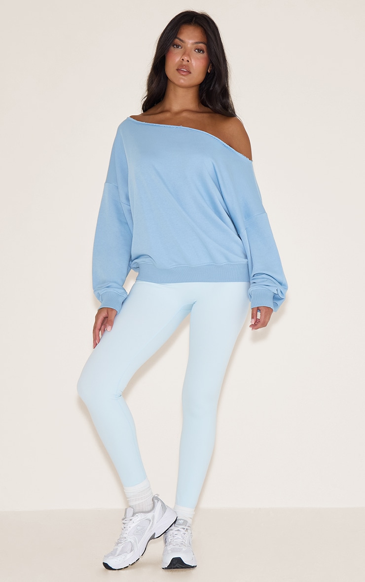 Baby Blue Oversized Off Shoulder Sweatshirt image 3